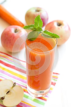 Fresh apple and carrot juice