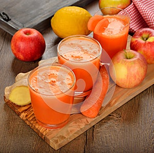 Fresh apple and carrot juice