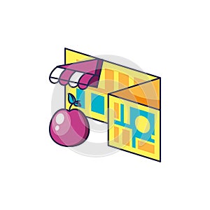 fresh apple fruit with map guide location