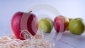 Fresh apple, Healthy nutrition concept. Fruit healthy snack always good idea. Red apple and green apple