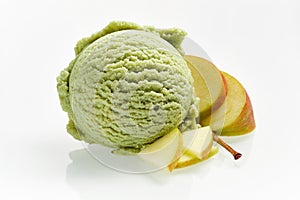 Fresh apple ice cream with sliced fruit