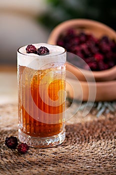 Fresh Apple Juice and Fruits Display