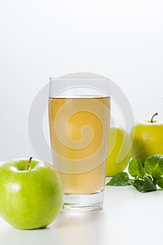Fresh apple juice in white
