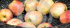 Fresh apples in basket as ingredients containing minerals and vitamins