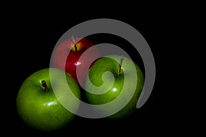 Fresh apples on black backgroundgreen and red Apple on a black background Wallpapers, healthy food