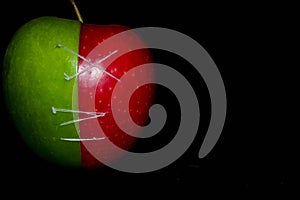 Fresh apples on black backgroundgreen and red Apple on a black background Wallpapers, healthy food