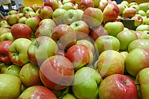 Fresh apples sold in the supermarket. Fruit market. Close up for background