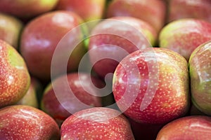 Fresh apples in supermarkets. Fruit background. selective focus