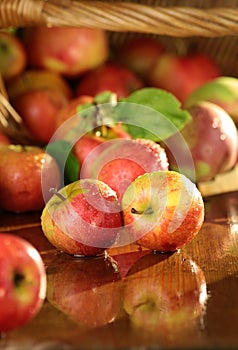 Apple heart on a wet table