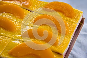 A fresh apricot cake,sliced