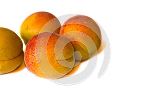 Fresh apricot fruits half. Apricot isolated on white background. Apricot collection Clipping Path. Professional studio macro