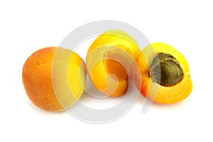 Fresh apricots isolated on white background