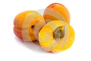 Fresh apricots isolated on white background