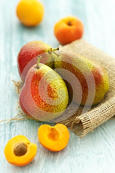 Fresh apricots and pears