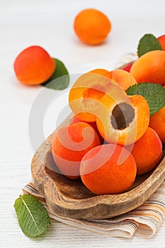 Fresh apricots on table
