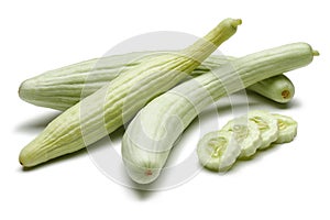 Fresh Armenian cucumbers with slices isolated