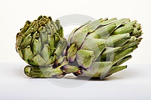 Fresh artichokes isolated on a white background