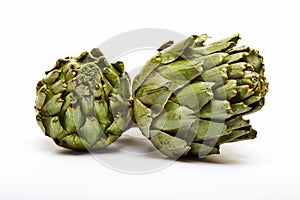 Fresh artichokes isolated on a white background