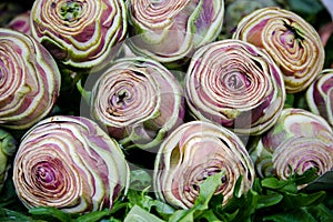 Fresh artichokes on the market