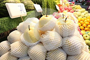 Fresh asian pears shot, Asian pears in the supermarket