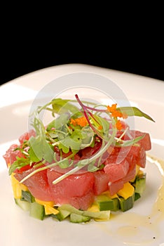 Fresh Asian tuna and mango tartare photo