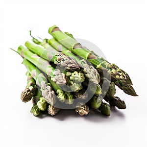 Fresh Asparagus Bundle on white back ground