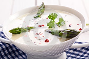 Fresh asparagus in cream soup