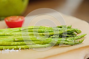 Fresh asparagus on the grill for vegetarians