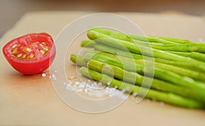 Fresh asparagus on the grill for vegetarians