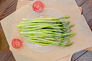 Fresh asparagus on the grill for vegetarians