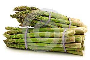 Fresh asparagus shoots in bundles