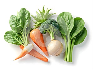 Fresh Assortment of Root and Leafy Green Vegetables