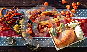 fresh autumn fruits and vegetables thanksgiving