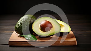 Fresh avocado on black background. generative ai