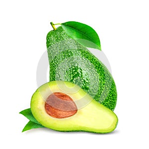 Fresh avocado fruits on white background.