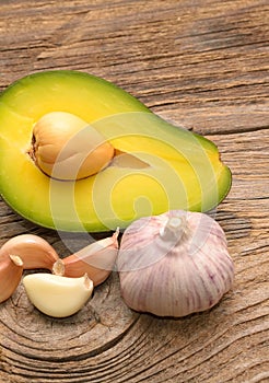 Fresh avocado and garlic