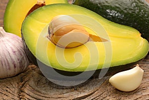 Fresh avocado and garlic