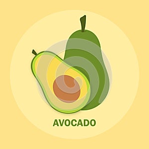 Fresh avocado vector png for icon and clipart in yellow background fruits