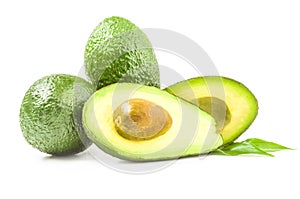 Fresh avocados isolated on a white background