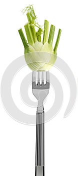 Fresh baby fennel on a fork