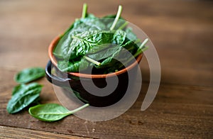 Fresh baby spinach leaves