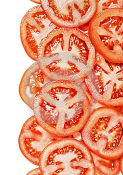 Fresh background with slices of tomato isolated