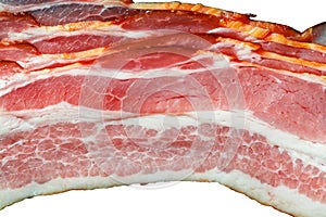 Fresh bacon with meat and fat isolated close-up