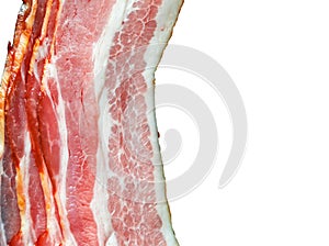 Fresh bacon with meat and fat isolated close-up