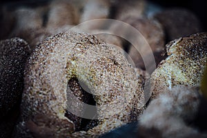 Fresh bagel bread served for breakfast