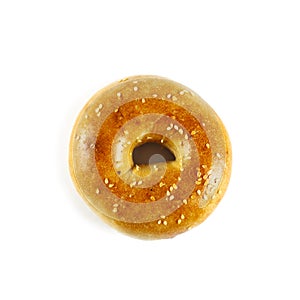 Fresh bagels isolated on white background.