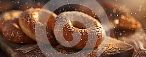 Fresh bagels ready to be sold in a bakery shop, generated by ai