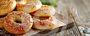 Fresh bagels ready to be sold in a bakery shop, generated by ai