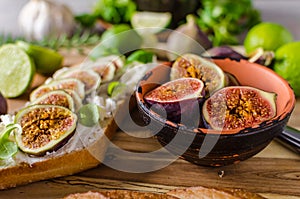 Fresh baguette with figs