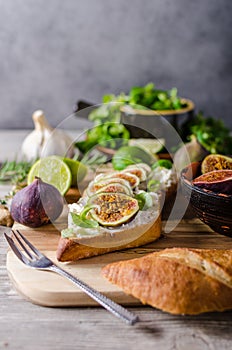 Fresh baguette with figs